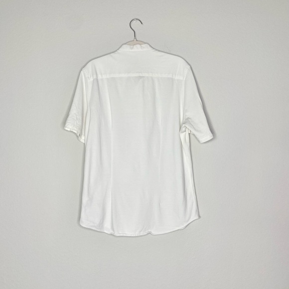 Zara Men's Cotton Slim Fit Collarless Short Sleeve Button Down - Picture 7 of 9